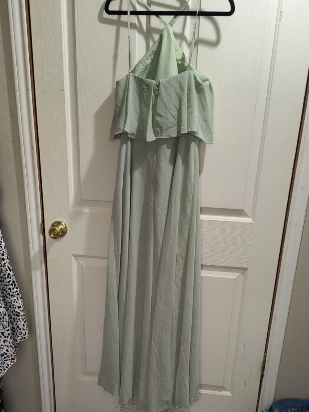 Azazie Pale Sage Crisscross Spaghetti-Strap Maxi Dress - Picture 2 of 4